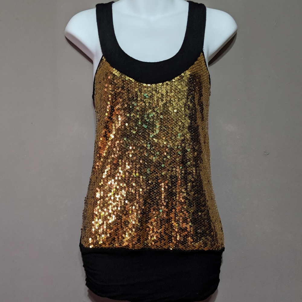 Gold and black sequin shirt